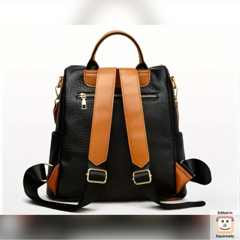 Black and Tan Women's Backpack - Picture 3 of 9
